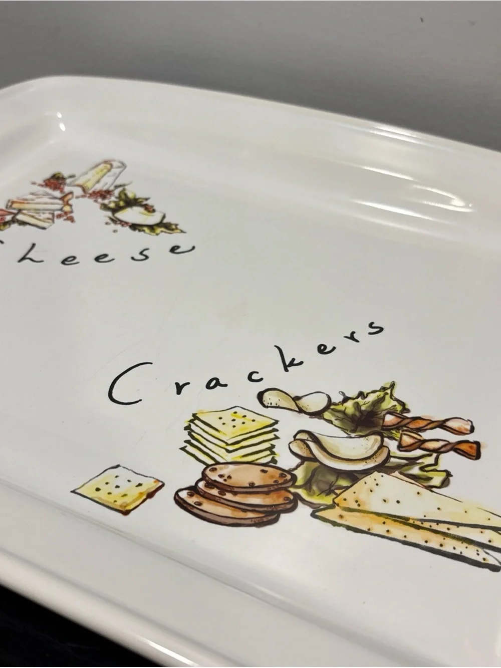 Pottery Barn White Ceramic Cheese & Crackers Platter charcuterie plate dinner